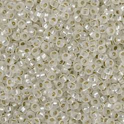 (RR1901) Semi-Frosted Silverlined Crystal MIYUKI Round Rocailles Beads, Japanese Seed Beads, (RR1901) Semi-Frosted Silverlined Crystal, 15/0, 1.5mm, Hole: 0.7mm, about 27777pcs/50g