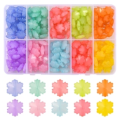 Mixed Color 200Pcs 10 Colors Imitation Jelly Acrylic Beads, Faceted, Snowflake, Mixed Color, 15x14x6mm, Hole: 1.6mm, 20pcs/color