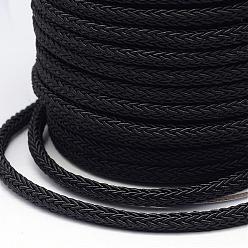 Noir Cordon en polyester tressé, noir, 6x3 mm, environ 25 mètres / rouleau