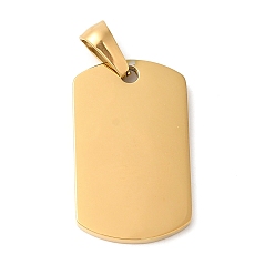 Golden Ion Plating(IP) 304 Stainless Steel Pendants, Rectangle Charm, Golden, 25x15x2mm, Hole: 7.5x3.5mm