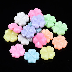 Mixed Color Opaque Acrylic Beads, Clover, Mixed Color, 11x11x4mm, Hole: 1.6mm, about 1700pcs/500g