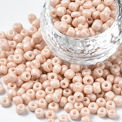 Blanched Almond 6/0 Glass Seed Beads, Baking Paint, Round Hole, Round, Blanched Almond, 4~5x3~5mm, Hole: 1.2~1.5mm, about 4500pcs/Pound