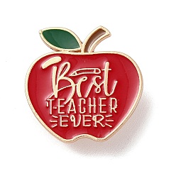 Pomme Broches en alliage d'or léger, placage de support à thème de la journée des enseignants, épingles en émail, pomme, 28x28x1.5mm