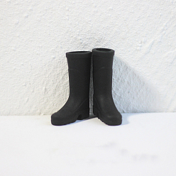 Black Mini Long Rain Boots Doll Making Ornaments, Micro Doll Shoes Accessories, Black, 27x9x34mm, Inner Diameter: 13mm