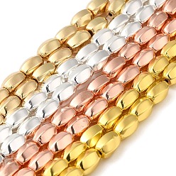 Couleur Mélangete Brins de perles d'hématite magnétiques synthétiques galvanisées, torsion ovale  , couleur mixte, 9x6.5~7mm, Trou: 1.2mm, Environ 43 pcs/chapelet, 16.14'' (41 cm)