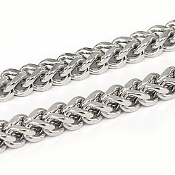 Stainless Steel Color 304 Stainless Steel Wheat Chains, Unwelded, Faceted, Stainless Steel Color, 4x4x1.4mm