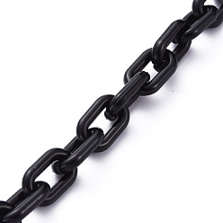 Black Handmade Opaque Acrylic Cable Chains, Black, 15x9x3mm, 39.37 inch(1m)/strand