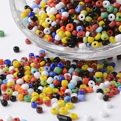 Couleur Mélangete 8/0 couleurs opaques perles de graines de verre rond, couleur mixte, 2.5~3.5x2~2.5mm, trou: 0.8~1 mm, environ 1300 PCs / sachet 