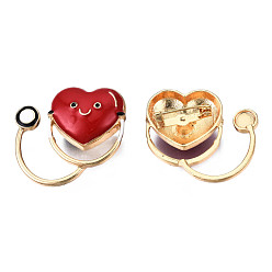 Dark Red Heart Stethoscope Enamel Pin, Medical Theme Alloy Badge for Backpack Clothes, Light Gold, Nickel Free & Lead Free, Dark Red, 28.5x30mm, Pin: 0.7mm