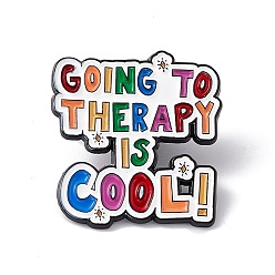 Word Colorful Word Going To Therapy Is Cool Enamel Pin, Electrophoresis Black Alloy Inspirational Brooch for Backpack Clothes, Word, 30x28x1.5mm, Pin: 1.2mm