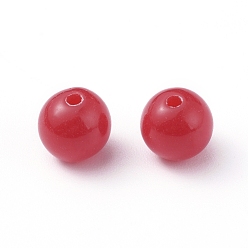 Rouge Fluorescence perles acryliques morceaux, ronde, rouge, 20mm, trou: 2~3 mm, environ 105 pcs / 500 g