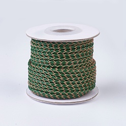 Vert Foncé Cordons de cuir tressés, ronde, vert foncé, 3 mm, environ 10 mètres / rouleau