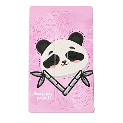 Rose Nacré Cartes d'affichage de pince à cheveux en papier rectangle, Carte d'affichage de bijoux imprimé panda pour le rangement des pinces à cheveux, perle rose, 10.6x6.3x0.05 cm