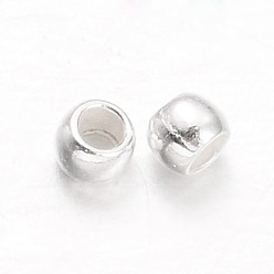Silver Rondelle Brass Crimp Beads, Silver, 1.5mm, Hole: 0.5mm
