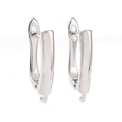 Platinum Brass Hoop Earring Findings, Latch Back with Horizontal Loops, Platinum, 18x10x3mm, Hole: 2mm, Pin: 1mm