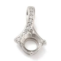 Plata Engastes de cabujón colgante de diamantes de imitación de cristal de latón, abrir de nuevo la configuración, rombo, plata, Bandeja: 5 mm, 15x9.5x4.5 mm, agujero: 4.5x2.5 mm