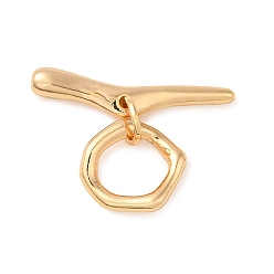 Real 18K Gold Plated Brass Toggle Clasps, Ring, Real 18K Gold Plated, Ring: 12.5x11.5x2mm; Bar: 24x5x3.5, Hole: 1.2mm