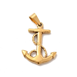 Golden Vacuum Plating 201 Stainless Steel Pendants, Anchor Charms, Golden, 26.5x25x2.5mm, Hole: 7x3.5mm