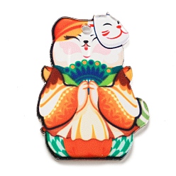 Smiling Face Акриловые подвески в японском стиле, кошка, улыбающееся лицо, 39.8x29x2.5 мм, отверстие : 2 мм