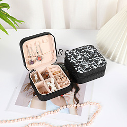 Mountain Boîte d'emballage de bijoux en cuir pu carré imprimé portable pour le stockage de colliers et boucles d'oreilles, montagne, 10x10x5 cm