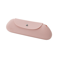 Pink Bolsa de cepillo de maquillaje de silicona a prueba de polvo, bolsa de almacenamiento de maquillaje de viaje portátil, rosa, 23x17.5x8.5 cm