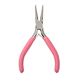Pink 45# Carbon Steel Round Nose Pliers, Hand Tools, Polishing, Pink, 12x7.6x0.9cm