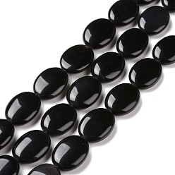 Obsidian Natural Obsidian Beads Strands, Oval, 20x15x6.5mm, Hole: 1.2mm, about 20pcs/strand, 15.55 inch(39.5cm)