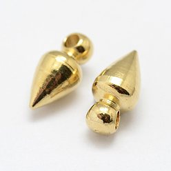 Raw(Unplated) Brass Charms, Cone/Spike, Nickel Free, Raw(Unplated), 9x4.5mm, Hole: 2mm