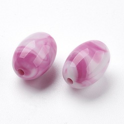 Orchidée Perles acryliques, style de pierres fines imitation, ovale, orchidée, 17x11.5~12mm, Trou: 2mm, environ330 pcs / 500 g