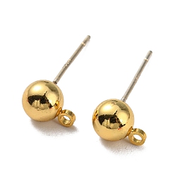 Real 18K Gold Plated Brass Stud Earring Findings, with 925 Silver Pin, Long-Lasting Plated, Cadmium Free & Lead Free, Real 18K Gold Plated, 7x5mm, Hole: 1.2mm, Pin: 0.6mm