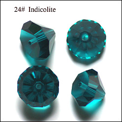 Cyan Foncé Imitations de perles de cristal autrichien, grade de aaa, facette, diamant, dark cyan, 7x5mm, Trou: 0.9~1mm