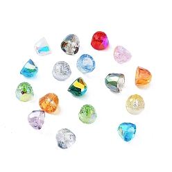 Mixed Color Electroplate Glass Beads, Half Round, Faceted, Mixed Color, 8.5x7.5mm, Hole: 1.4mm, 50pcs/bag