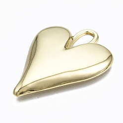 Light Gold Alloy Pendants, Heart, Cadmium Free & Lead Free, Light Gold, 35x26.5x4mm, Hole: 4x8mm