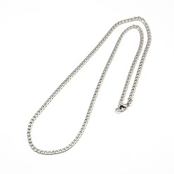 Stainless Steel Color 304 Stainless Steel Curb Chain/Twisted Chain Necklace Making, with Lobster Claw Clasps, Stainless Steel Color, 17 inch~18 inch(43.2cm~45.7cm), 3mm
