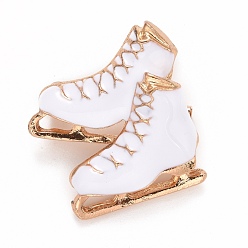 Negro Pin de esmalte de zapatos de patinaje, insignia de aleación de tema deportivo para ropa de mochila, dorado, negro, 26x25.5x12 mm, pin: 0.8 mm