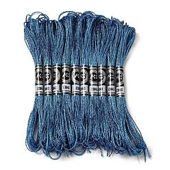Steel Blue 10 Skeins 12-Ply Metallic Polyester Embroidery Floss, Glitter Cross Stitch Threads for Craft Needlework Hand Embroidery, Friendship Bracelets Braided String, Steel Blue, 0.8mm, about 8.75 Yards(8m)/skein
