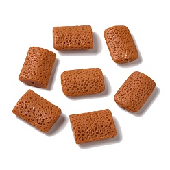 Chocolate Resin Imitation Lava Rock Beads, Rectangle, Chocolate, 28~30x19.5~20.5x7~7.5mm, Hole: 2.8mm
