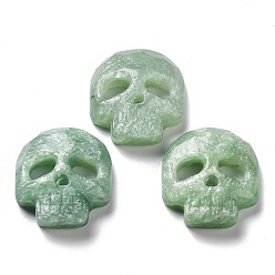 Green Aventurine Natural Green Aventurine Pendants, Halloween Skull Charms, Faceted, 32~32.5x28~28.5x7.5~8.5mm, Hole: 1.2mm