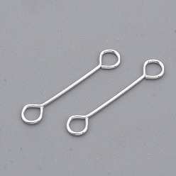 Silver Iron Eye Pins, Cadmium Free & Lead Free, Double Sided Eye Pins, Silver, 15x0.4mm, Hole: 1.8mm, Head: 3mm