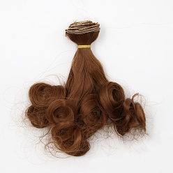 Tierra de siena Pelo largo de la peluca de la muñeca del peinado de la permanente de la pera de la fibra de alta temperatura, para diy girl bjd makings accesorios, tierra de siena, 5.91~39.37 pulgada (15~100 cm)