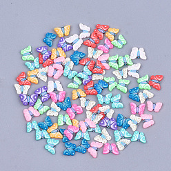 Color mezclado Hechos a mano de la arcilla del polímero cabujones, decoración de uñas de arte, mariposa, color mezclado, 4.5~5.5x6~7x0.5~1 mm, sobre 1000 unidades / bolsa