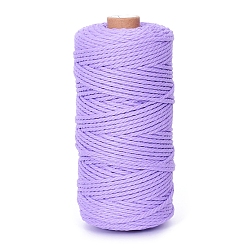Lilac 100M Round Cotton Braided Cord, for DIY Handmade Tassel Embroidery Craft, Lilac, 3mm, about 109.36 Yards(100m)/Roll