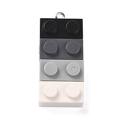 Colorful Resin Pendants, with Platinum Iron Loop, Toy Bricks, Colorful, 36x15.5x8mm, Hole: 2.6mm