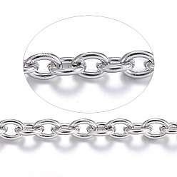 Stainless Steel Color 304 Stainless Steel Cable Chains, Unwelded, with Spool, Oval, for Jewelry Making, Stainless Steel Color, 4x3x0.8mm, about 82.02 Feet(25m)/roll