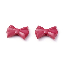 Deep Pink Opaque Acrylic Beads, Faceted, Bowknot, Deep Pink, 19x26x7mm, Hole: 3mm, about 300pcs/500g