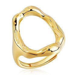 Oro 925 anillo ajustable ovalado de plata esterlina, anillo grueso hueco para mujer, dorado, tamaño de EE. UU. 4 1/4 (15 mm)