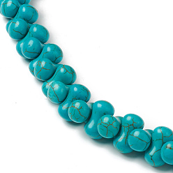 Turquoise Foncé 6 brins brins de perles d'howlite synthétique, teint, os, turquoise foncé, 14x8x8mm, Trou: 1mm, Environ 76 pcs/chapelet, 16.06 pouce (40.8 cm)