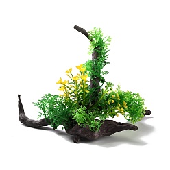 Зеленый Пластиковые искусственные корни растений декор, для аквариума, аквариум, место обитания земноводных, зелёные, 140x140x100 мм