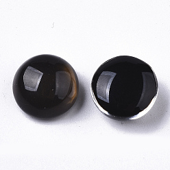 Negro Cabujones de vidrio translúcido, El color cambiará con diferentes temperaturas., media vuelta / cúpula, negro, 12.5x7 mm