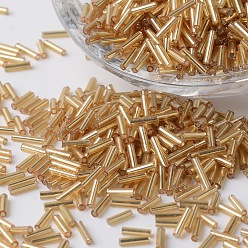 Verge D'or Foncé Perles tubes de verre doublé d'argent, trou rond, verge d'or noir, 6~7x1.5~2mm, trou: 0.5 mm, environ 12500 PCs / sachet 